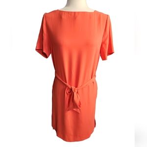 NWT Ann Taylor Petite Coral Belted Short Sleeve Dress